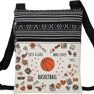 Basketball Messenger Bag Ethnic Pattern Lightweight Small Adjustable Strap